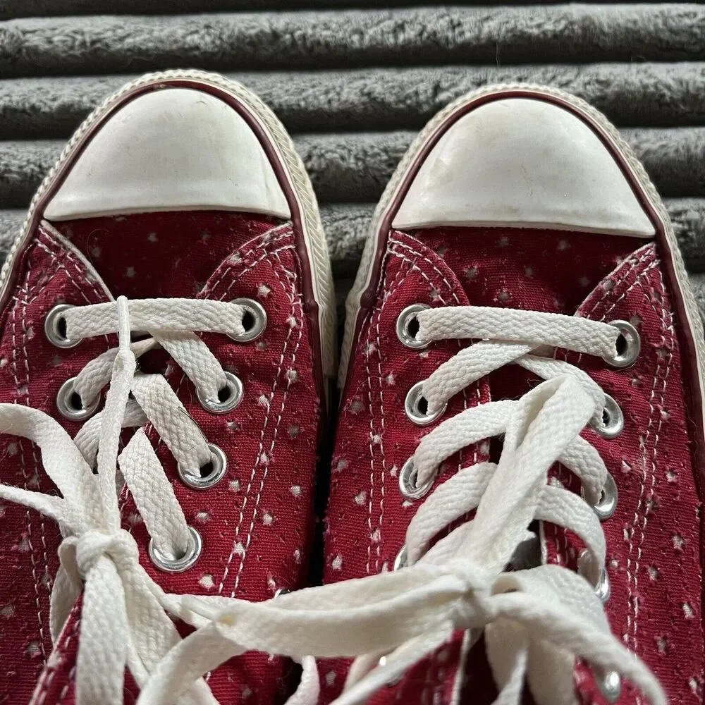 Converse All Star Red Canvas Sneaker Women Size 8 - Picture 7 of 8